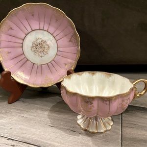 Vintage, Japanese, Royal Sealy Cup & Saucer, Pink and Gold